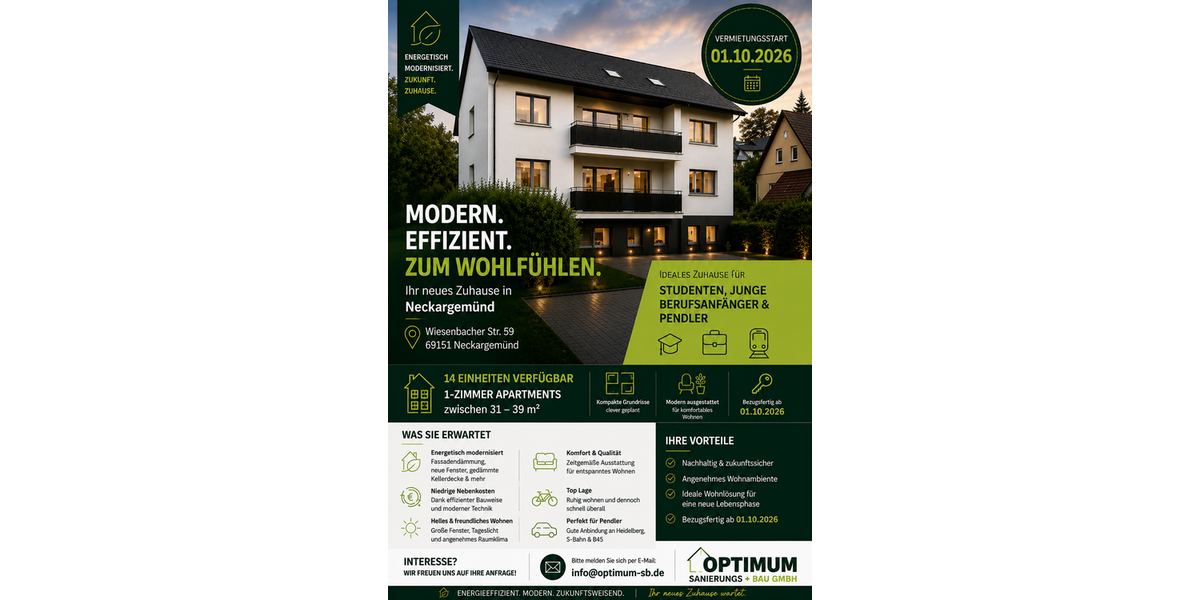 Etagenwohnung Neckargemünd Kleingemünd - 1 Zimmer, 39 m&sup2;, 710&euro; | Angebot:27248560