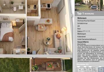 Wohnung Ludwigshafen am Rhein Parkinsel - 2 Zimmer, 46 m&sup2;, 1.043&euro; | Angebot:27162588
