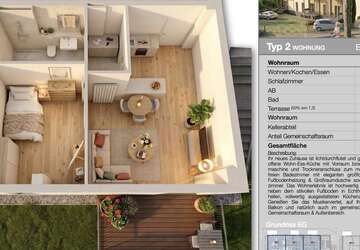 Wohnung Ludwigshafen am Rhein Parkinsel - 2 Zimmer, 48 m&sup2;, 1.083&euro; | Angebot:27162589